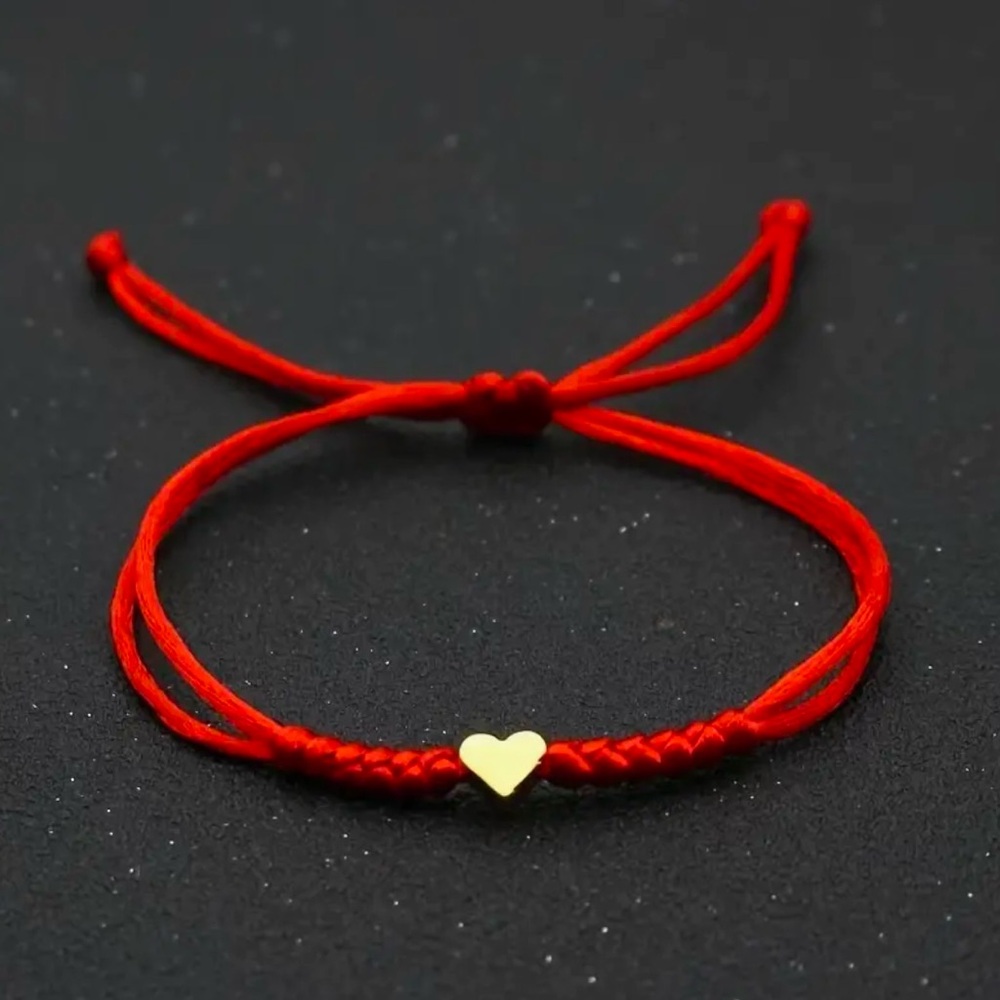 Brand New Chic Golden Heart Charm Braided Bracelet